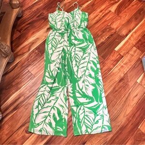 Women’s Lilly Pulitzer for target green bamboo print jumpsuit. Size xl